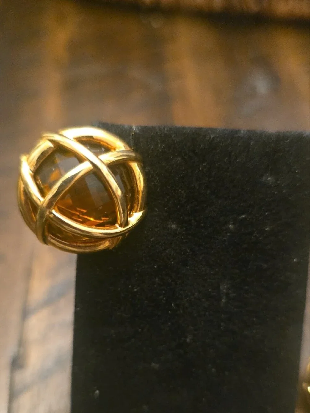 Joan Rivers Gold-Tone Amber Crystal Knot Earrings